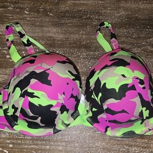 Cacique Camouflage Bra - Pink, Green, Black